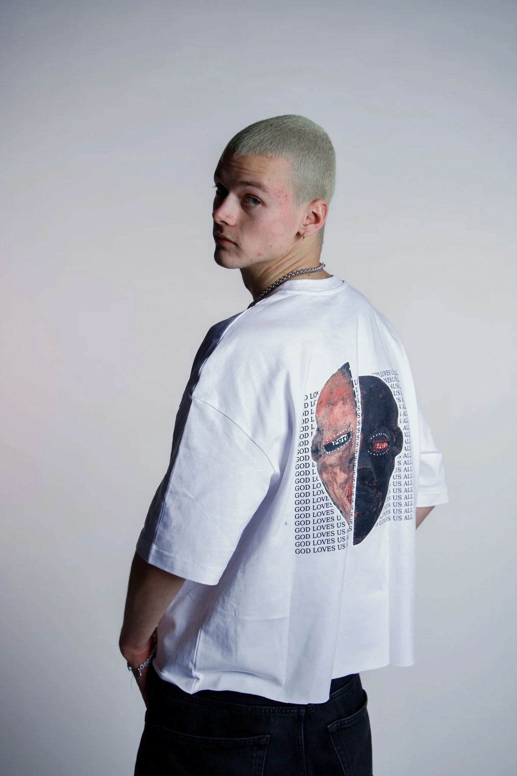 SPLIT FACE HIGH REZ TEE [WHITE]